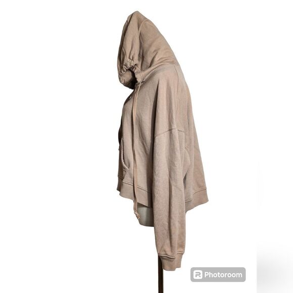 American Eagle Tan Cropped Hoodie Sweatshirt - Picture 4 of 6